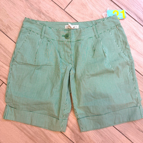 Forever 21 Pants - 5 for $30 NWT FOREVER 21 Green and White Striped Cuffed Shorts